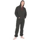 Schlafoverall Hausanzug Jogginganzug (Fleece) BLACK & RED mit Kapuze